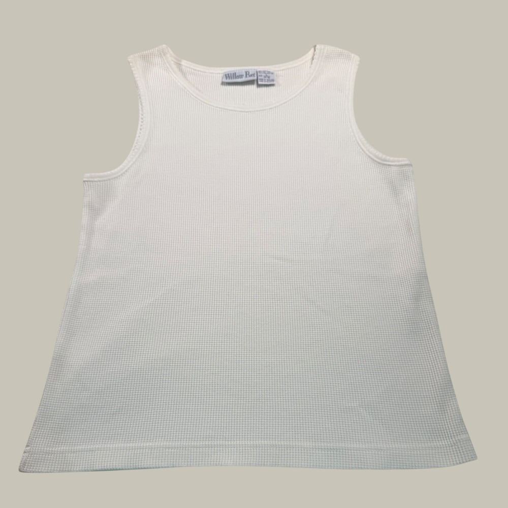 Willow Bay Cream Waffle Knit Tank Top Sleeveless Cotton Blend Size L 14-16